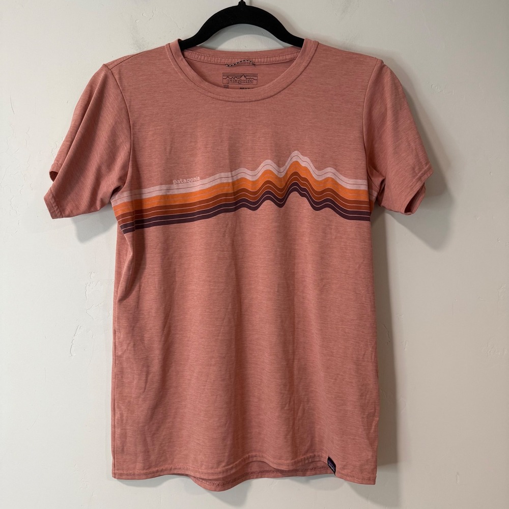 Patagonia Womens T-Shirt XS Pink Excellent Capilene Cool Daily Graphic